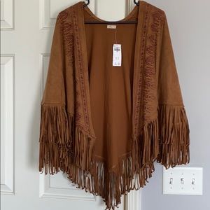 Hollister Boho Suede Fringe Kimono